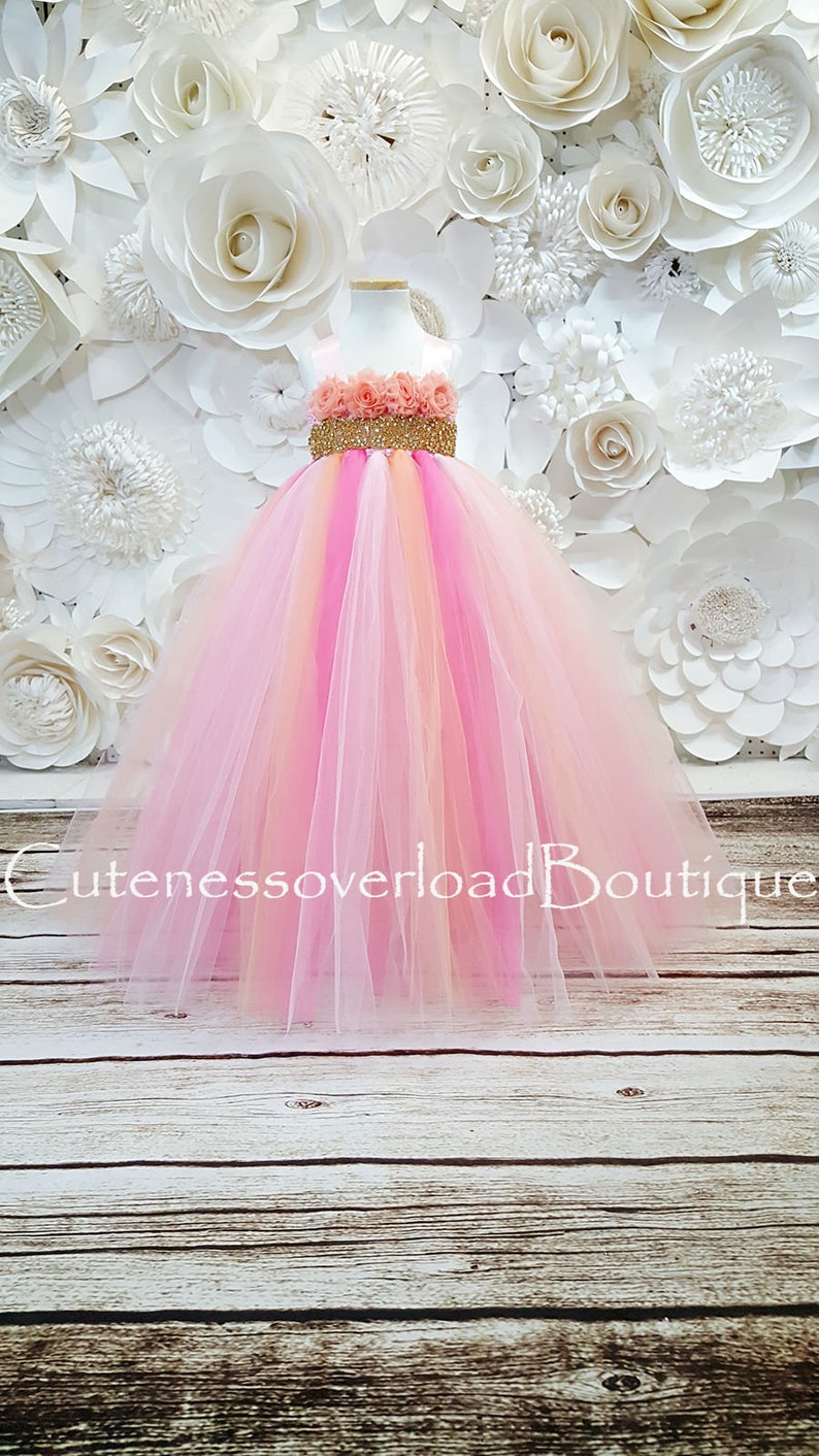 PinkPeach and Coral Tutu Dress Flower Girl Tutu Dress-Tutu Dress-Girl Tutu-Wedding Tutu-Girl Tutu-Halloween Tutu.