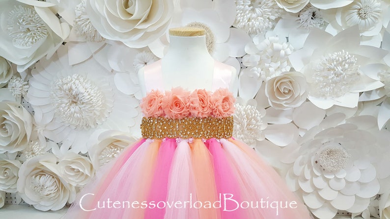 PinkPeach and Coral Tutu Dress Flower Girl Tutu Dress-Tutu Dress-Girl Tutu-Wedding Tutu-Girl Tutu-Halloween Tutu.
