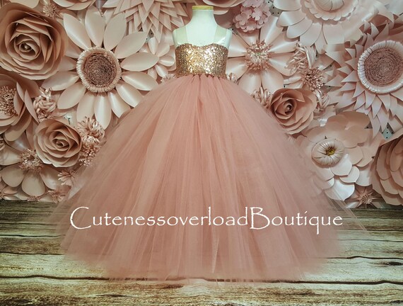 rose gold sequin flower girl dress