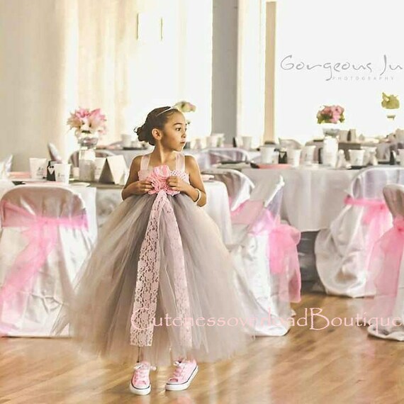 dark grey flower girl dress