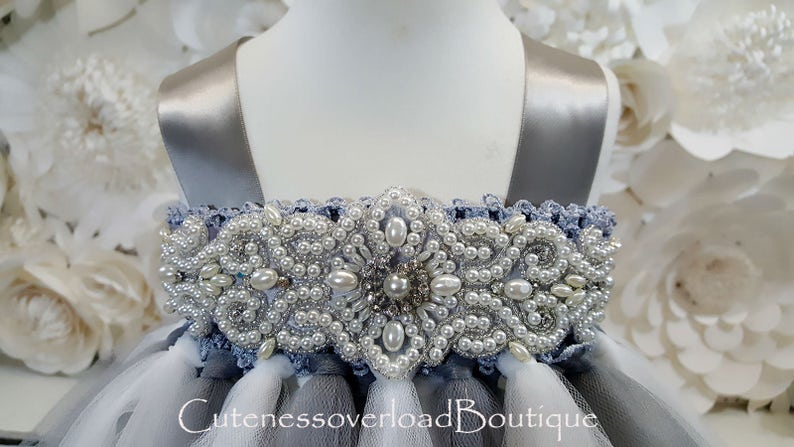 Gray Flower Girl Tutu Dress-Gray Tutu Dress-Gray Girl Tutu-Gray Birthday Tutu-Gray Wedding Tutu-Gray Baby Tutu-Gray Bride