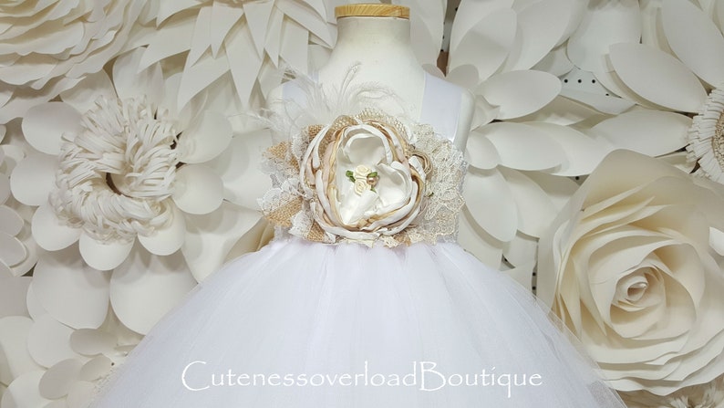 White Flower Girl Tutu Dress-White Tutu Dress-White Tutu Dress.Flower Girl Tutu Dress-Wedding Tutu Dress-Birthday Dress.