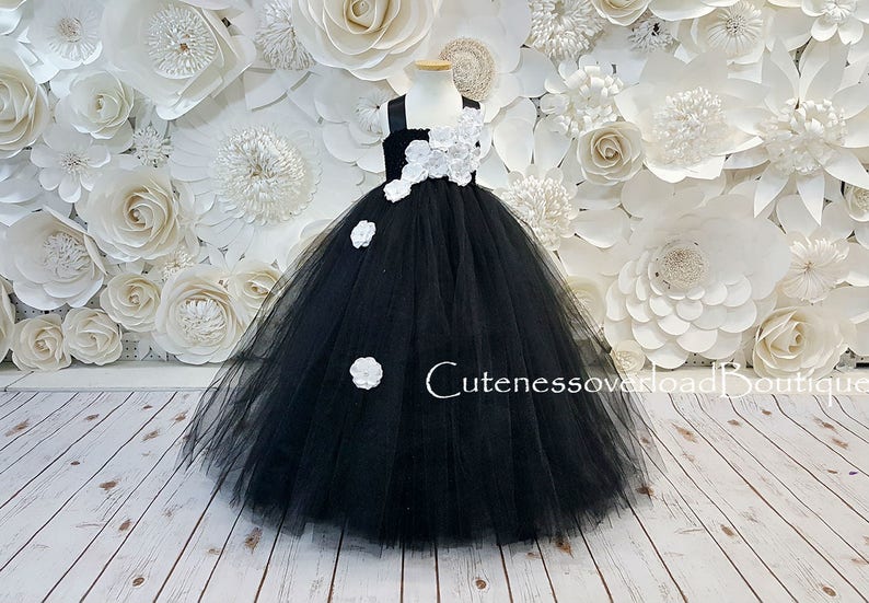 Black Tutu Dress-Black Flower Girl Tutu Dress-Black Dress-Black Girls Dress-Black Wedding Dress-Black Fancy Tutu Dress-Black Baby Dress