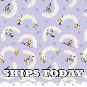 Easter Peanuts Woodstock Rainbow 100% Cotton Fabric, Fat Quarter, FQ, By The Yard, Quilting, Pillows, Home Decor, Face Masks - SHIPS TODAY