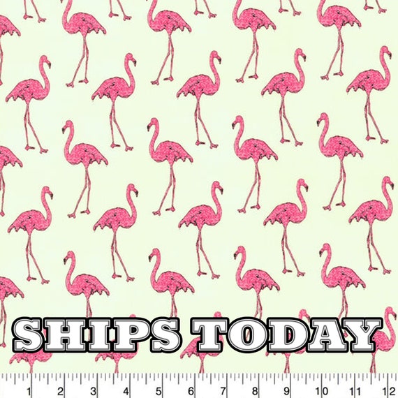 Pink Flamingos on Cream Flamingo Lined 100% Cotton Fabric Fat Quarter, by  the Yard, Half Yard, Quilting, Pillows, Face Masks SHIPS TODAY 