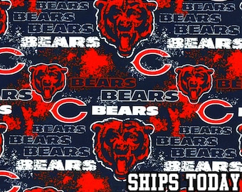 Chicago Bears Cotton Fabric NFL, By The Yard, 44 Inches Wide, 100% Cotton Chicago Bears Fabric for Chicago Bears Face Mask - SHIPS TODAY