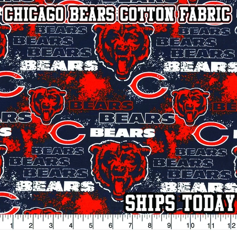 Chicago Bears Cotton Fabric NFL By The Yard 44 Inches Wide Etsy
