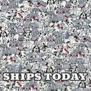 Playful Pups with Bones Dogs Puppies 100% Cotton Fabric, Fat Quarter, By The Yard, Quilting, Pillows, Home Decor, Face Masks SHIPS TODAY
