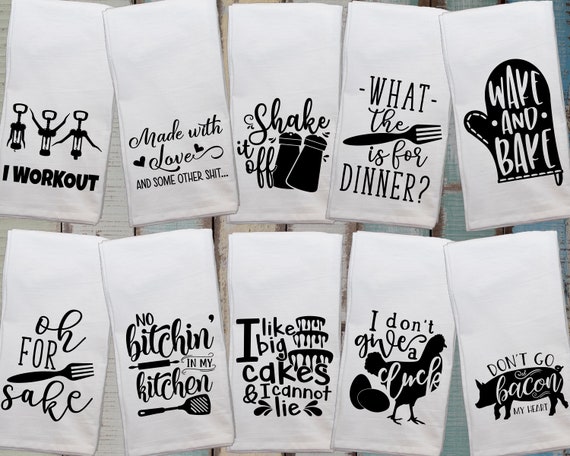 Funny Kitchen Flour Sack Towels - Individual