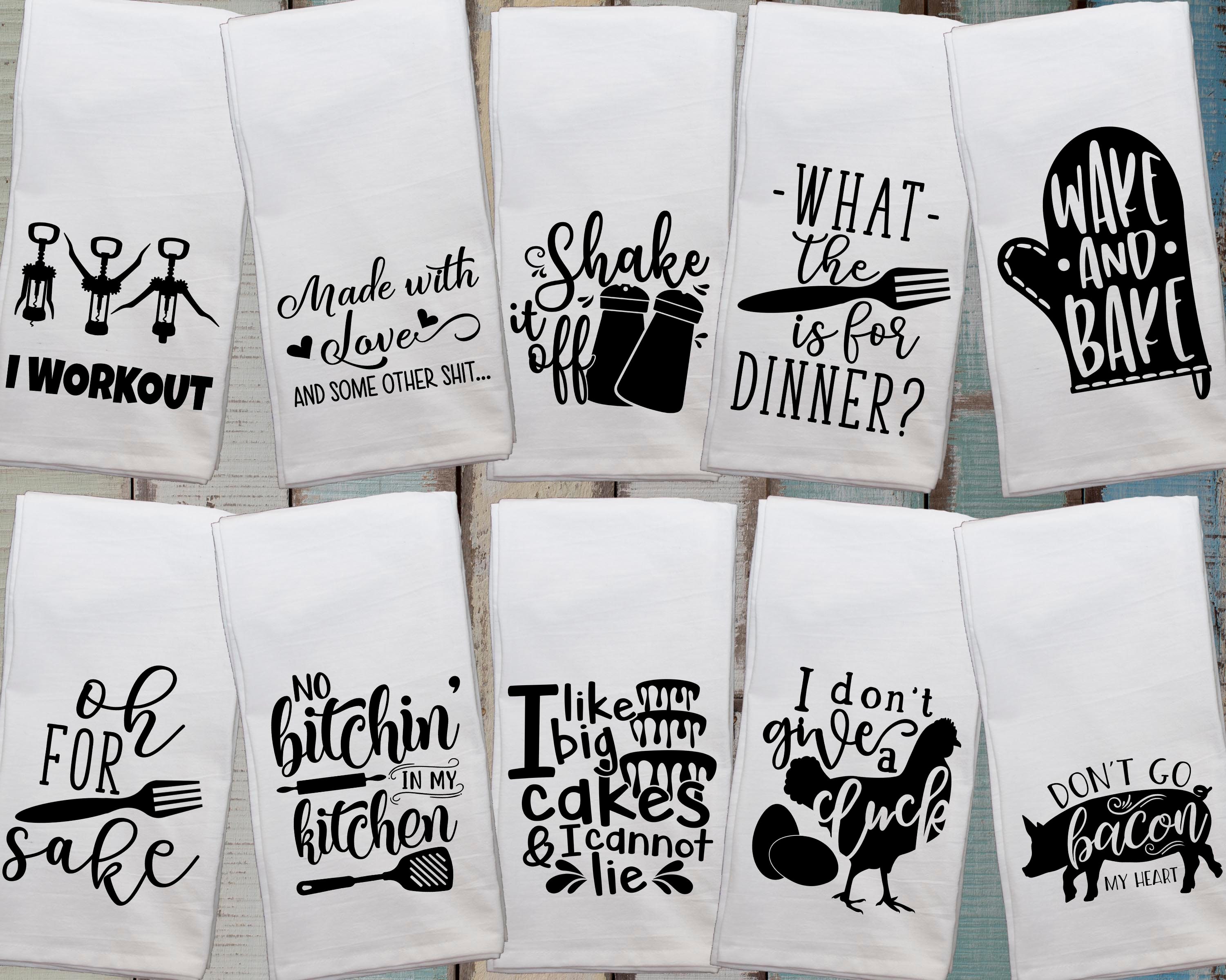 Flour Sack Tea Towels / Funny Saying Kitchen Towels/Kitchen towels/Funny  Kitchen Towels/Save Water Drink Wine/Cook With Wine/