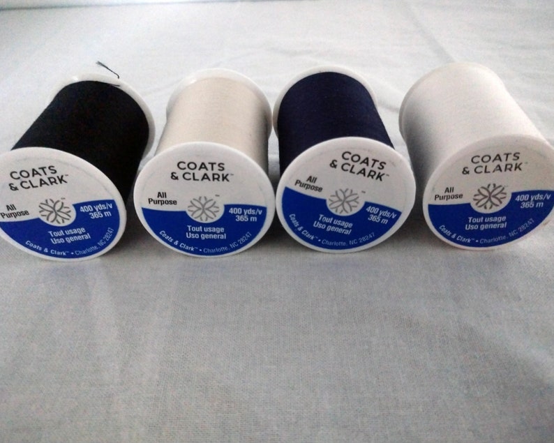 Coats & Clark All Purpose Thread 400 Yards White Navy Natural | Etsy