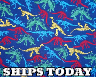 Multi Color Dinosaurs 100% Cotton Fabric, Fat Quarter, By The Yard, Brontosaurus T Rex Tyrannosaurus Fabric for Bandanas - SHIPS TODAY
