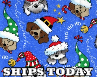 Christmas Dogs Glitter Holiday Cotton Fabric Christmas Dogs 100% Cotton Fabric By The Yard, Dog Holiday Fabric forQuilting SHIPS TODAY