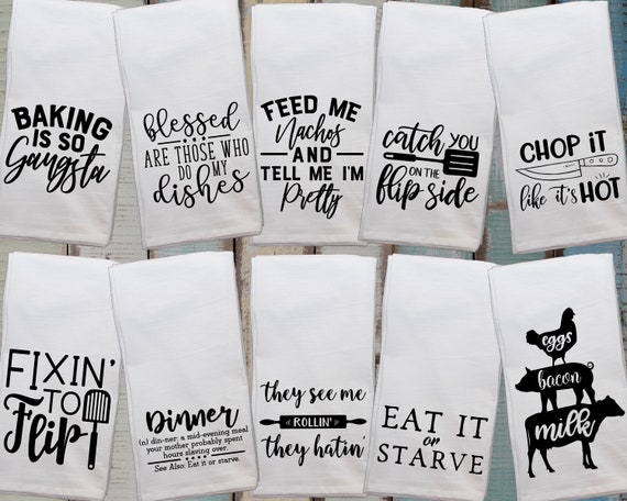 Buy Kitchen Towels Hand Printed Choose Your Set of 6 Hostess