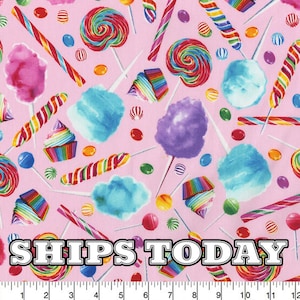 Rainbow Candy Mixed Cotton Candy Lollipops Cupcakes, Fat Quarter, By The Yard, Quilting, Pillowcases, Home Decor, Bandanas SHIPS TODAY