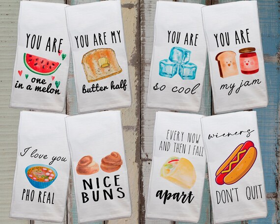 Funny Tea Towels Gift for Foodie Unique Kitchen Towel Gift for Wedding  Shower Funny Hostess Gift Funny Kitchen Decor 