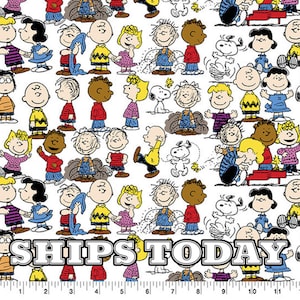 Peanuts Gang Charlie Brown Snoopy 100% Cotton Fabric, Fat Quarter, FQ, By The Yard, Quilting, Pillows, Home Decor, Face Masks - SHIPS TODAY