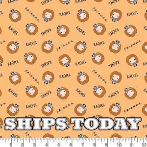 Friends Rachel Toss 100% Cotton Fabric, Fat Quarter, By The Yard, Diagonal, Cotton TV Kawaii Friends Fabric for Face Masks - SHIPS TODAY