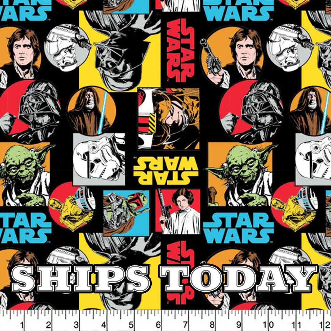 Star Wars Classic Characters and Logo 100 Cotton Fabric, Fat Quarter