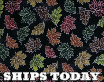 Multi Leaves on Black Glitter Harvest 100% Cotton Fabric, Fat Quarter, By The Yard, Autumn Fabric Cotton Fabric for Face Masks SHIPS TODAY