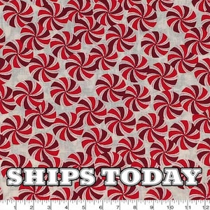 Christmas Peppermints Winter Candy 100% Cotton Fabric, Fat Quarter, By The Yard, Holiday Gingerbread Cotton Fabric Bandanas SHIPS TODAY