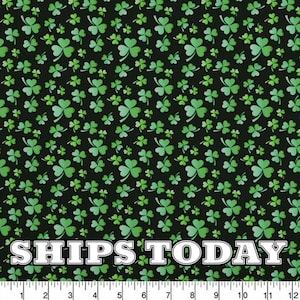 St. Patrick&#39;s Day Shaded Green Clovers 100% Cotton Fabric, Fat Quarter By The Yard, Half Yard, Quilting, Pillows, Bandanas SHIPS TODAY