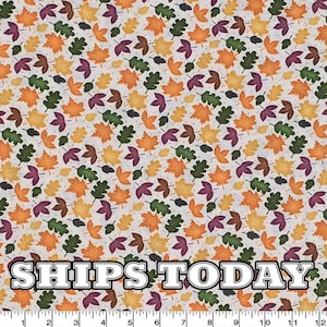 Mini Harvest Leaves Multi Harvest 100% Cotton Fabric, Fat Quarter, By The Yard, Autumn Leaf Fabric Cotton Fabric for Face Masks SHIPS TODAY