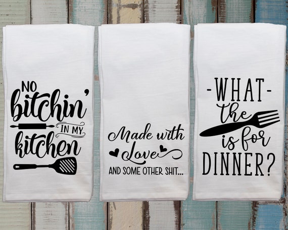 Funny Kitchen Towels, Kitchen Towels, Flour Sack, Kitchen Decor, Dish Towel,  Kitchen Towel, Tea Towel, Hostess Gift, Song Lyric, 50 Designs 