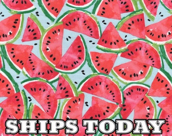 Watermelon Slice Tossed Summer Picnic 100% Cotton Fabric, Fat Quarter, FQ, By The Yard, Half Yard Quilting, Pillows, Bandanas SHIPS TODAY