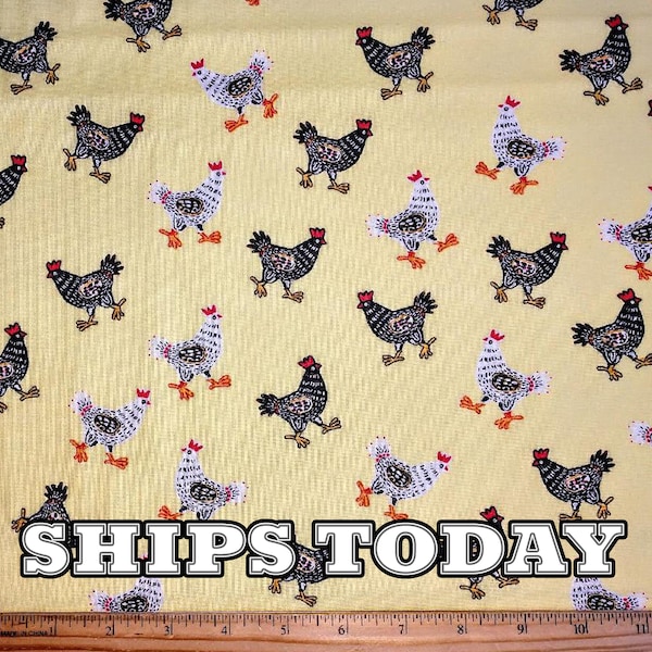 Decorated Chicken Toss Farm Animals 100% Cotton Fabric, Fat Quarter, FQ, By The Yard, Farm Chickens Fabric for Face Masks SHIPS TODAY