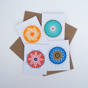 Ensemble de papeterie ! Quatre cartes vierges avec impression risographe Art spirographe