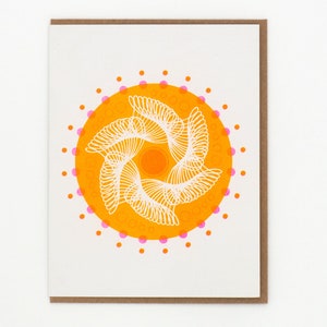 Cartão de notas espirógrafo de geometria sagrada em laranja e rosa, caixa em branco imagem 7