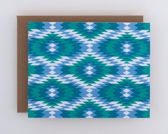 Blank Card with Diamond Pop Art Pattern, Any Occasion Note Card with Geometric Risograph Print