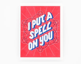 I Put a Spell on You - Valentines Card, Love and Romance, Song Lyrics Print, Risograph Card