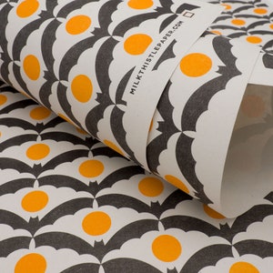 Eco friendly, recycled spooky Halloween wrapping paper in A3 sheets 11.7 x 16.5, Risograph printed Bat Moon pattern image 1