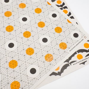 Eco friendly, recycled spooky Halloween wrapping paper in A3 sheets 11.7 x 16.5, Risograph printed Bat Moon pattern image 7