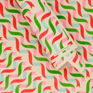 Patterned paper, risograph printed, eco friendly, recycled decorative wrapping paper in 11 x 17 inch sheets, Ribbons pattern image 2