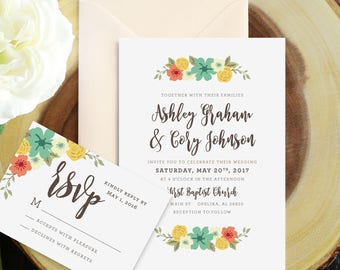 Vintage Floral Wedding Invitation