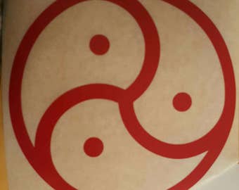 8 inch vinyl triskelion decal (BDSM Logo) .