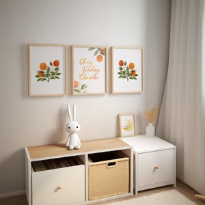 3-częściowy obraz ścienny Oh my Darling Clementine, spersonalizowany nadruk imienia do pokoju dziecięcego z pomarańczami, obraz ścienny Little Cutie, natychmiastowe pobranie