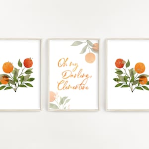Oh my Darling Clementine Wall Art (3-piece set), Tangerine Orange Nursery, Personalized Name Print, Nursery Wall Art, Instant download