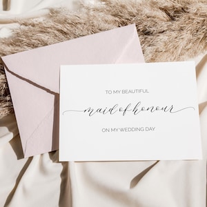 À ma belle demoiselle d'honneur le jour de mon mariage, à ma belle demoiselle d'honneur le jour de mon mariage, cadeau le jour du mariage, cadeau de la mariée, cartes