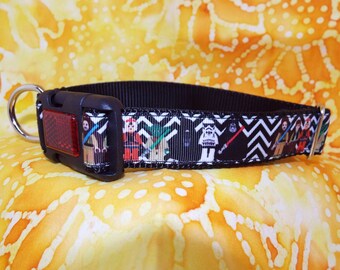 GR09B~Star Wars~New Design~7/8" Grosgrain Ribbon~Sewn to 1" & 1 1/2" Nylon Webbing for Standard~Martingale~Tag Collars~Matching Set~