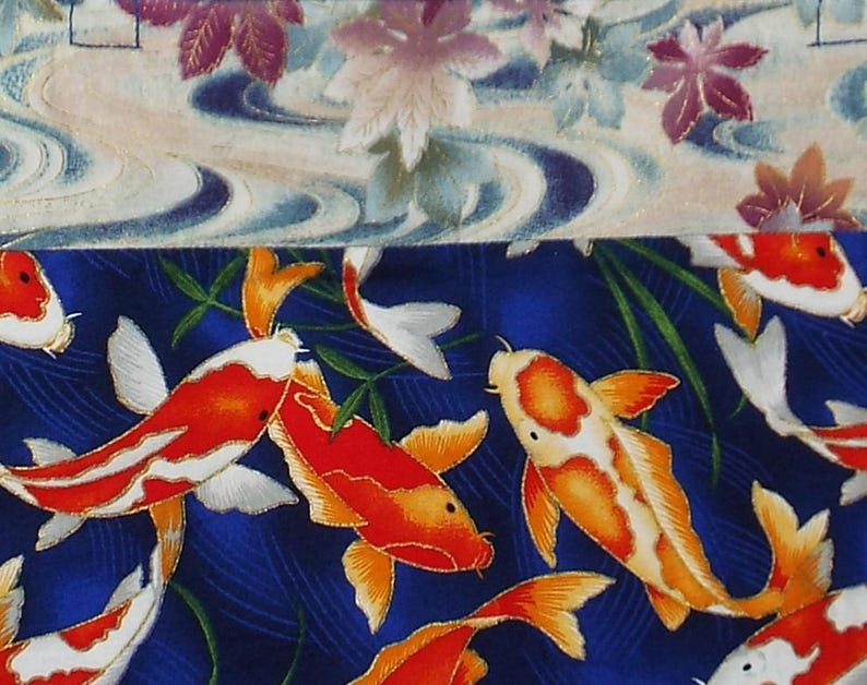 25/% OFF Ready to Ship~ToteHand Bag~Medium Size~Koi Swimming wsmall plant life~Top of Moving Water with Leaves~Light Blue Satin Lining~