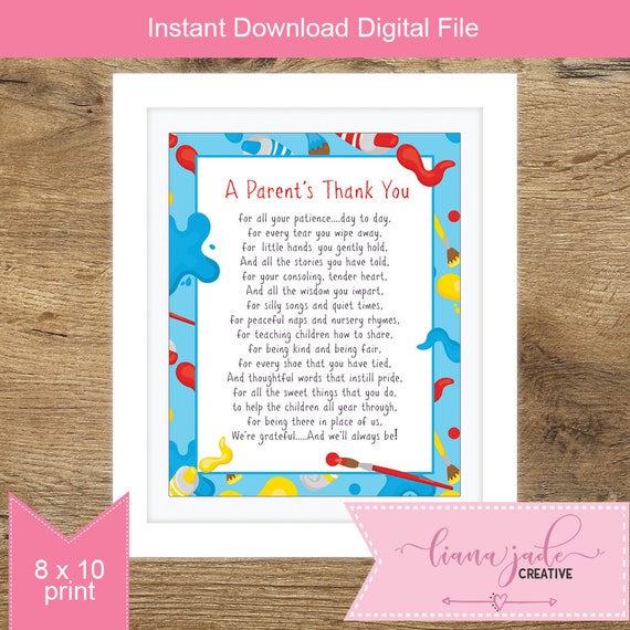 A Parents Thank You Teacher Appreciation Gift Teacher Etsy