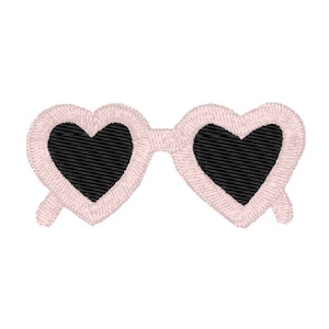 Heart Sunglasses Machine Embroidery Design – Instant Download (PES, DST, and MORE)