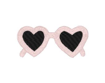 Heart Sunglasses Machine Embroidery Design – Instant Download (PES, DST, and MORE)