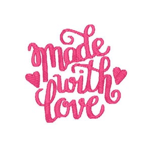 Gemaakt met liefde Machine borduurwerk ontwerp, Download cursief lettertype handgemaakte scriptbestand, Instant (PES, DST en meer)