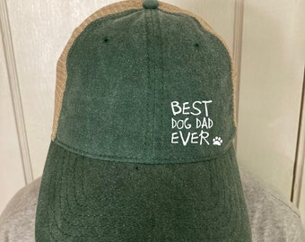 Best dog dad ever trucker hat -6 Panel Low Profile Mesh Back Trucker Hat -Headwear-Gift for dad- Father's day  -Gift dad cap--Christmas gift