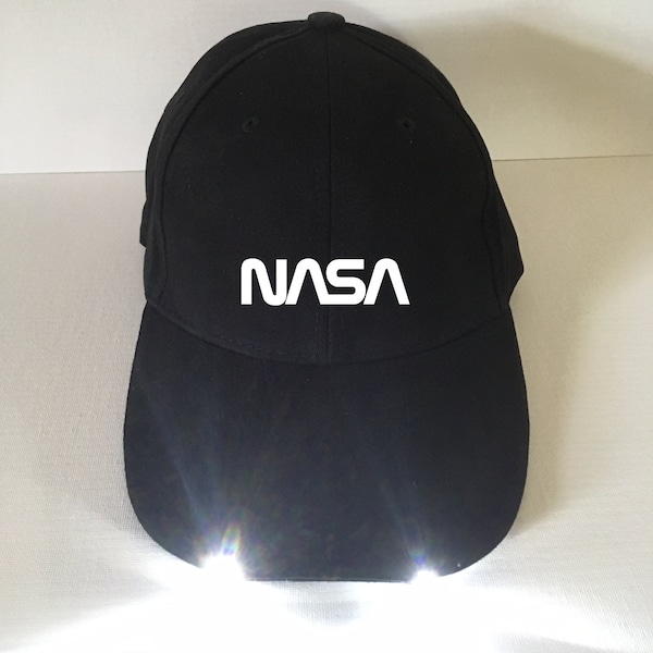 NASA cap with LED lights worm design-NASA hat-Led cap-Lighted hat- Custom cap -Headwear -Gift for dad- Father's day gift-Christmas gift dad